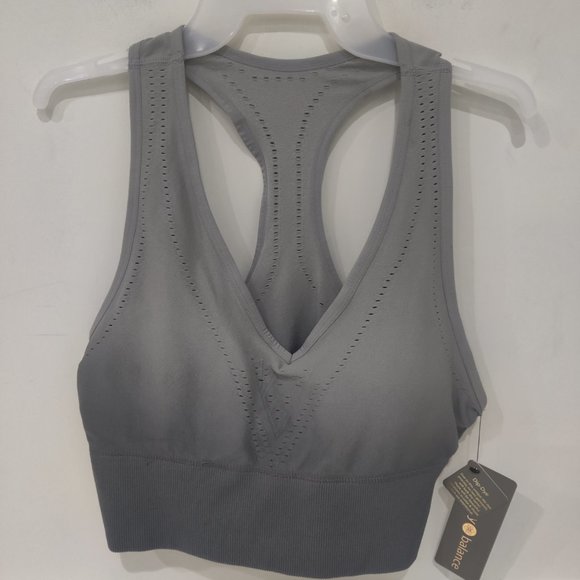 NWT Harmony Balance Women's Peached Yoga Crop Size L Ribbed Gray $40 3HL35 - Picture 1 of 2